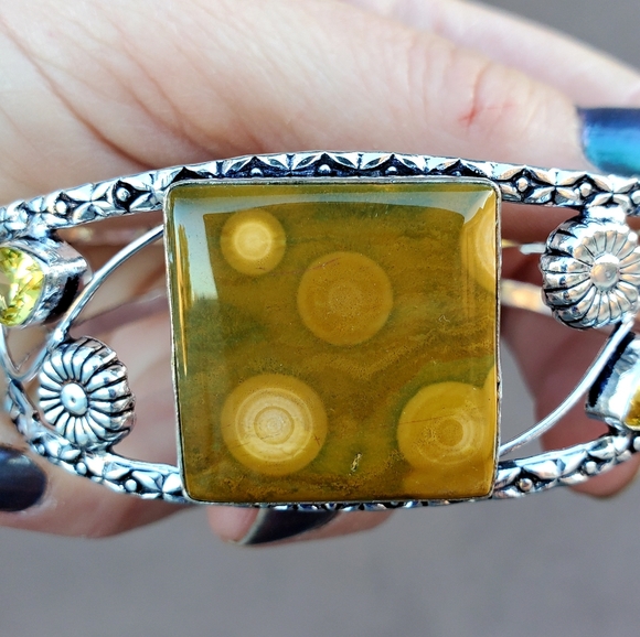 New Ocean Jasper & Citrine 925 Silver Bracelet. - Picture 11 of 16